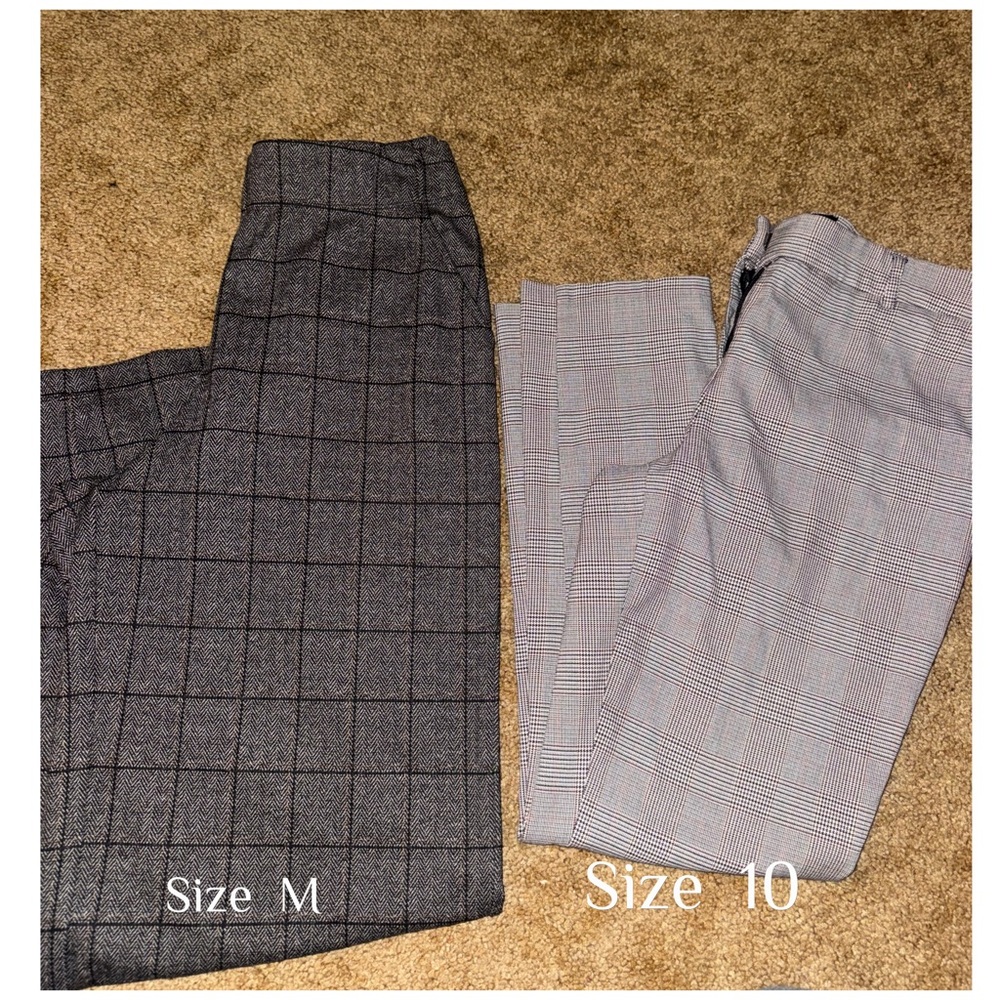 Rachel Zoe Gray and Light Gray Plaid Trousers